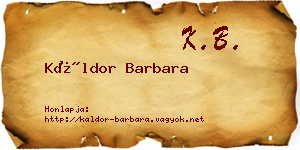 Káldor Barbara névjegykártya