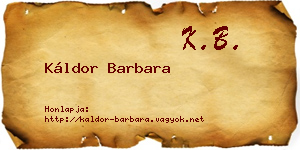 Káldor Barbara névjegykártya