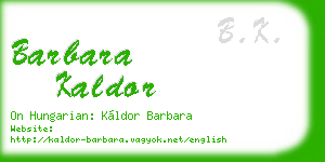 barbara kaldor business card